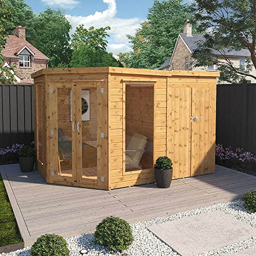 Wooden Corner Summerhouse with Shed: 11x7