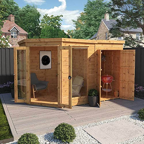 Wooden Corner Summerhouse with Shed: 11x7