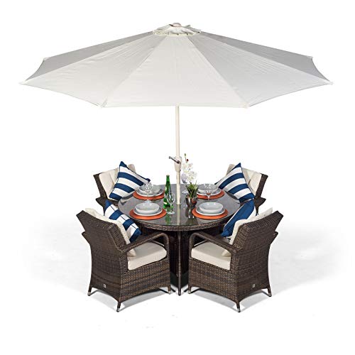 Luxury Rattan Dining Set with Parasol & Cover