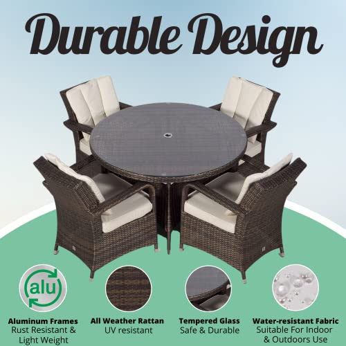 Luxury Rattan Dining Set with Parasol & Cover