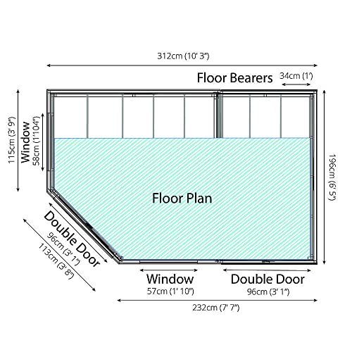 Wooden Corner Summerhouse with Shed: 11x7