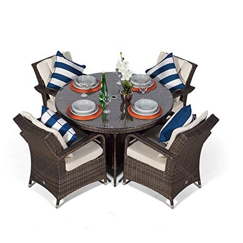 Luxury Rattan Dining Set with Parasol & Cover
