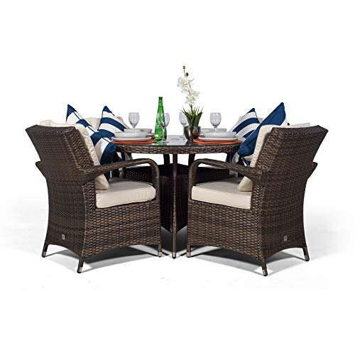 Luxury Rattan Dining Set with Parasol & Cover