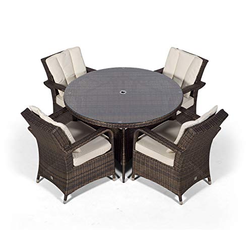 Luxury Rattan Dining Set with Parasol & Cover