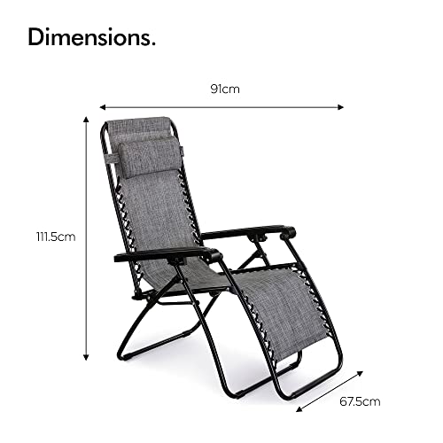 VonHaus Outdoor Reclining Chairs & Table Set - Grey