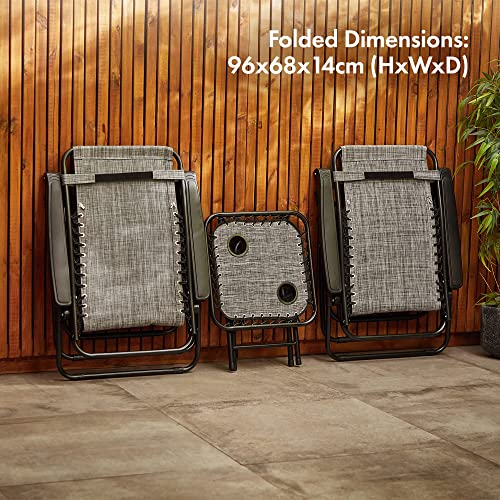 VonHaus Outdoor Reclining Chairs & Table Set - Grey