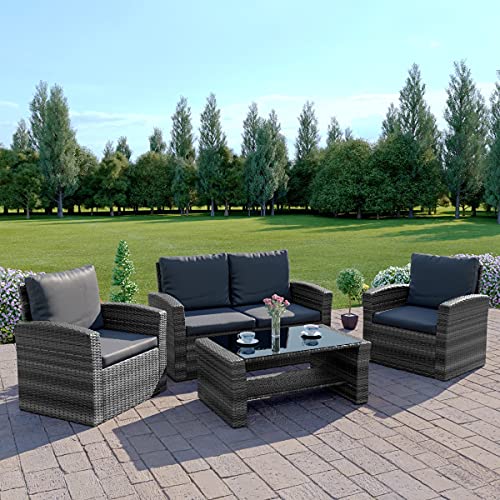 4 Seater Grey Rattan Garden Furniture Set