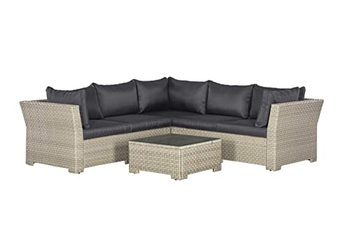 Luxury Black Rattan Garden Lounge Set - Updated Fabric