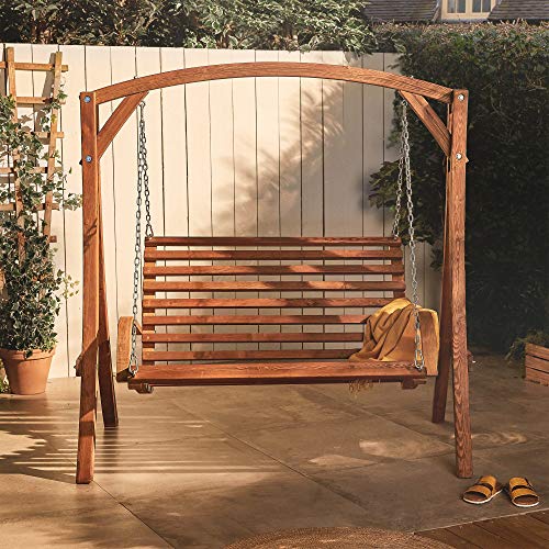 VonHaus Wooden Garden Swing Seat - 2 Seater