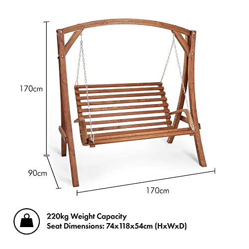 VonHaus Wooden Garden Swing Seat - 2 Seater