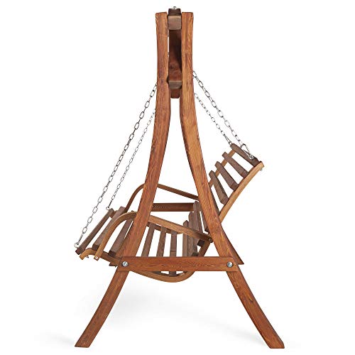 VonHaus Wooden Garden Swing Seat - 2 Seater