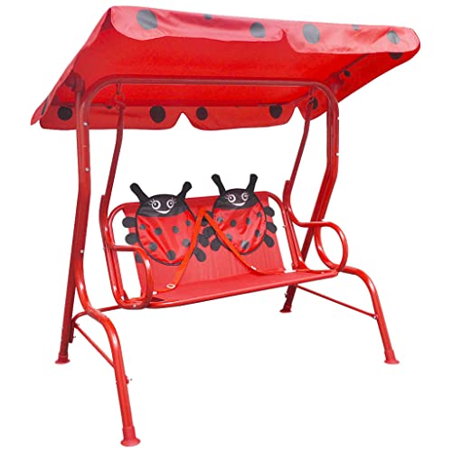 vidaXL Children's Outdoor Red Swing Chair with Canopy