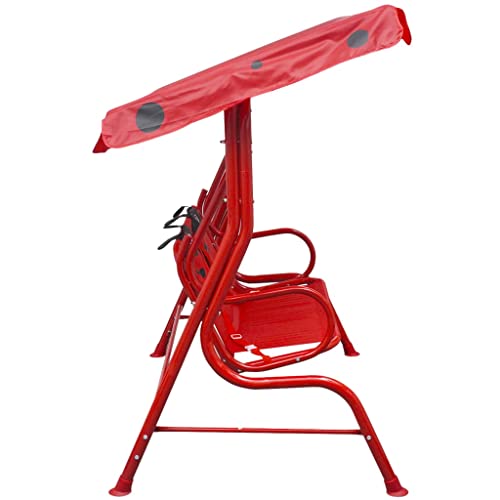 vidaXL Children's Outdoor Red Swing Chair with Canopy