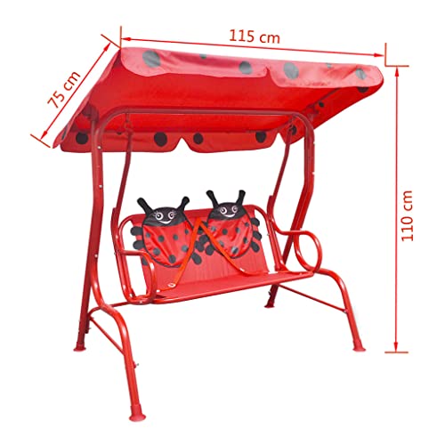 vidaXL Children's Outdoor Red Swing Chair with Canopy