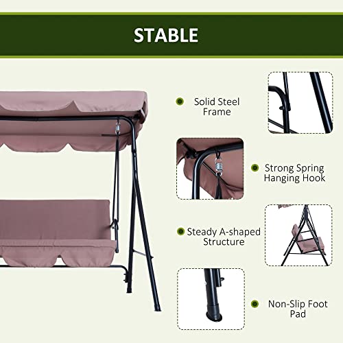 Brown metal garden swing with canopy