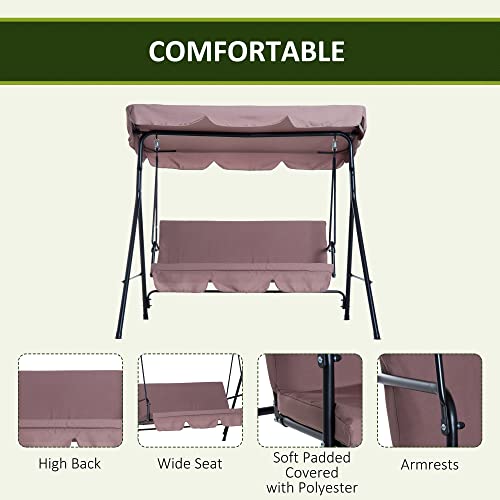 Brown metal garden swing with canopy