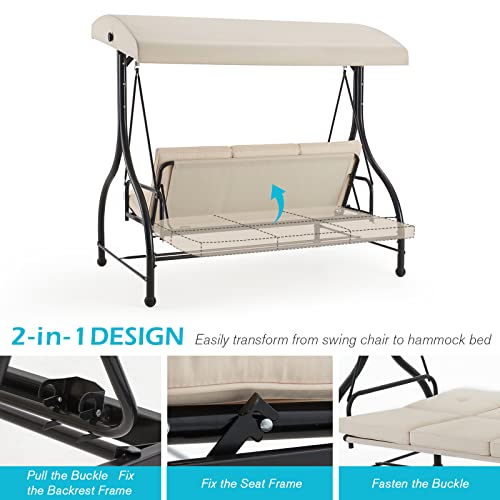 Adjustable Outdoor Garden Swing Bed with Canopy
