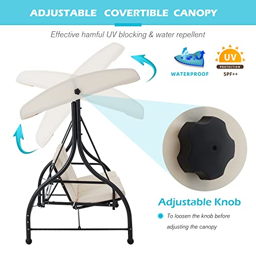 Adjustable Outdoor Garden Swing Bed with Canopy