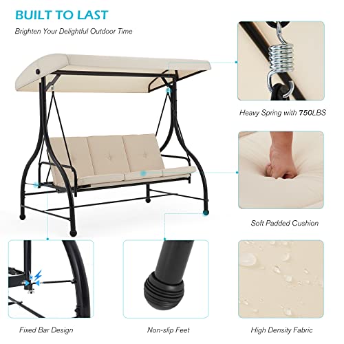 Adjustable Outdoor Garden Swing Bed with Canopy