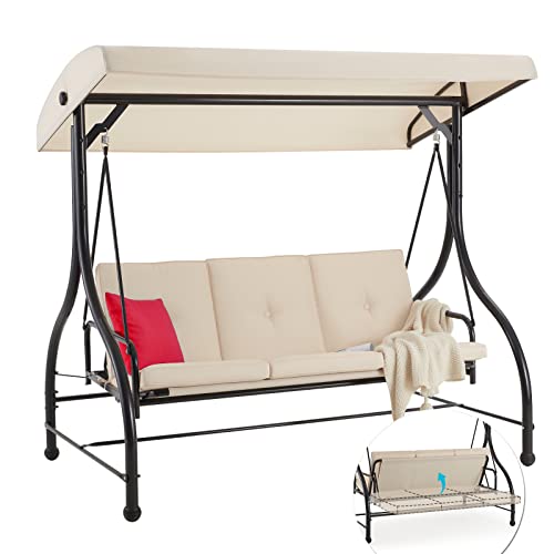Adjustable Outdoor Garden Swing Bed with Canopy