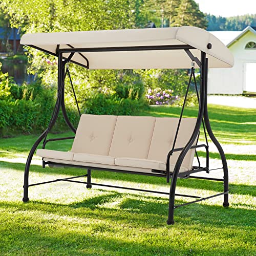 Adjustable Outdoor Garden Swing Bed with Canopy