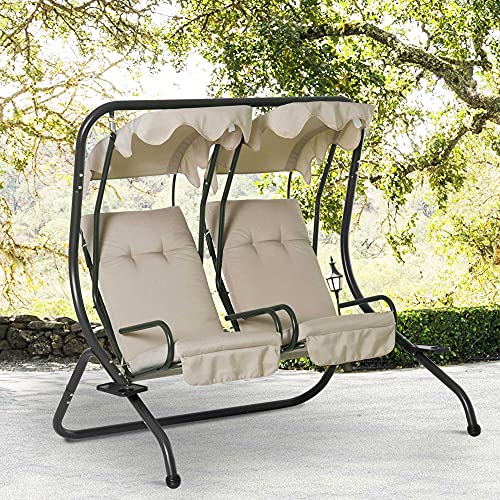 Outsunny modern canopy swing chair for outdoors