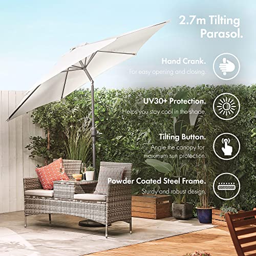 VonHaus 2.7M Parasol Umbrella - UV30+ Protection
