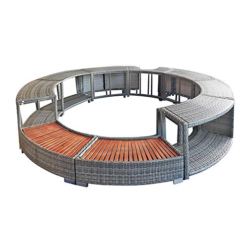 Mixed Grey Rattan Hot Tub Furniture Set