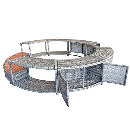 Mixed Grey Rattan Hot Tub Furniture Set