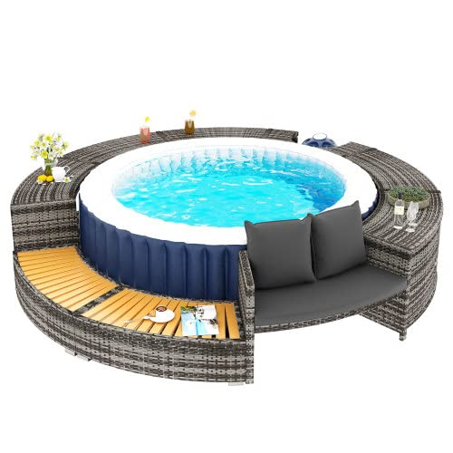 Merax Rattan Lazy Spa Surround with Storage
