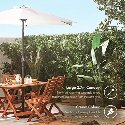 VonHaus 2.7M Parasol Umbrella - UV30+ Protection