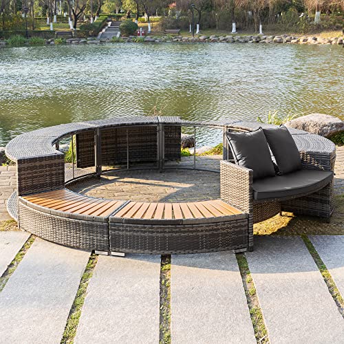 Merax Rattan Lazy Spa Surround with Storage