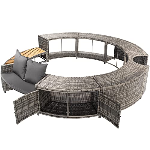 Merax Rattan Lazy Spa Surround with Storage
