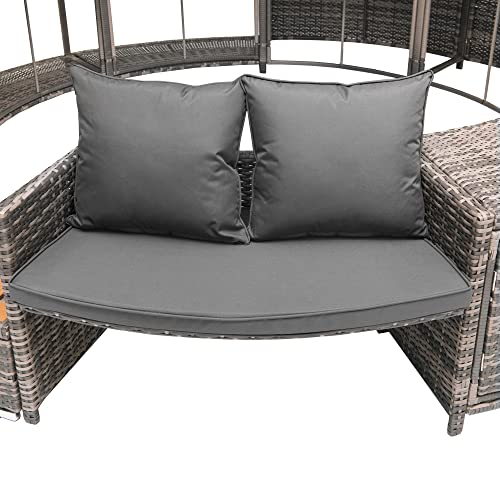Merax Rattan Lazy Spa Surround with Storage