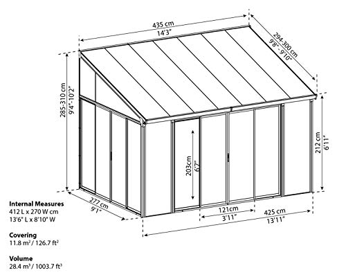 Grey Lean-to Conservatory - SanRemo™ by Palram Canopia