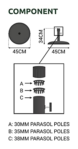 Heavy Duty Concrete Parasol Base - Black