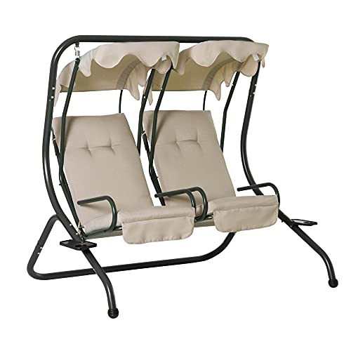 Outsunny modern canopy swing chair for outdoors