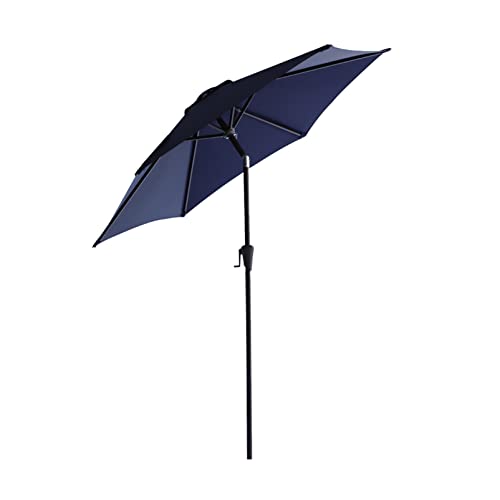 Navy Blue Outdoor Garden Parasol with Tilt and Crank