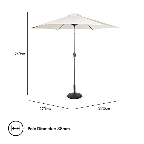 VonHaus 2.7M Parasol Umbrella - UV30+ Protection