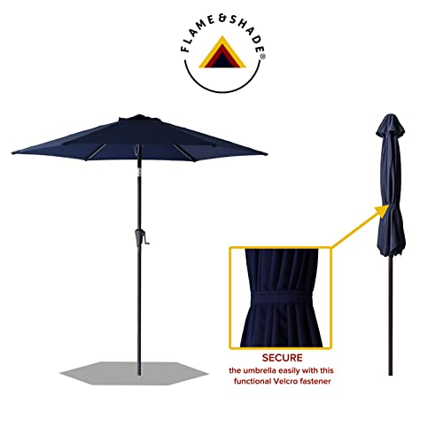 Navy Blue Outdoor Garden Parasol with Tilt and Crank