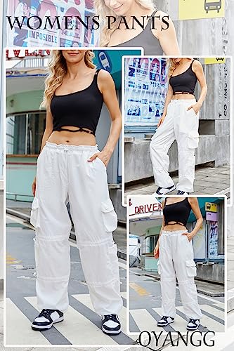 Baggy Parachute Cargo Pants for Women/Girls in White