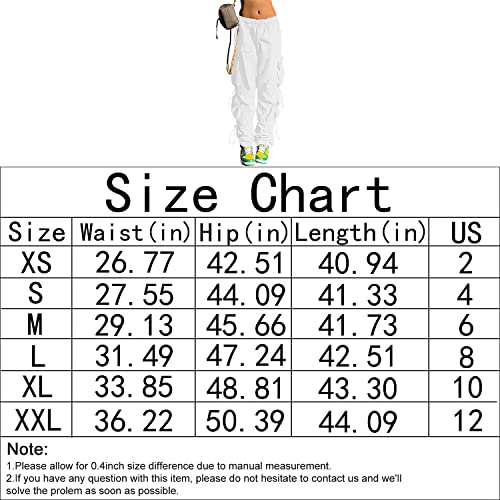 Baggy Parachute Cargo Pants for Women/Girls in White
