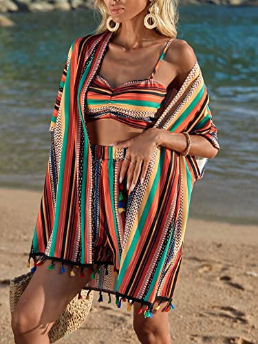 Verdusa Women's 3 Piece Kimono Outfit Set