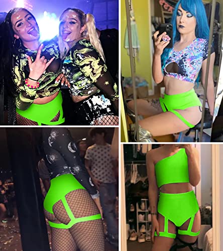 Green Underboob Cutout Rave Festival Bodysuit & Bottoms