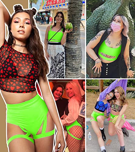Green Underboob Cutout Rave Festival Bodysuit & Bottoms