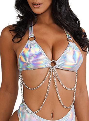 EDC Metallic Holographic Body Chain Harness - Festival Set