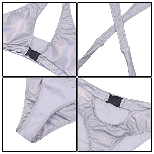 Holographic Buckle Bikini Set for Rave Outfits