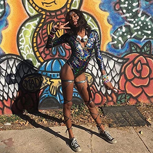 RAVE RARITYUS Hooded Hologram Bodysuit Romper Clubwear Suit