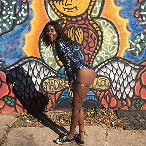 RAVE RARITYUS Hooded Hologram Bodysuit Romper Clubwear Suit
