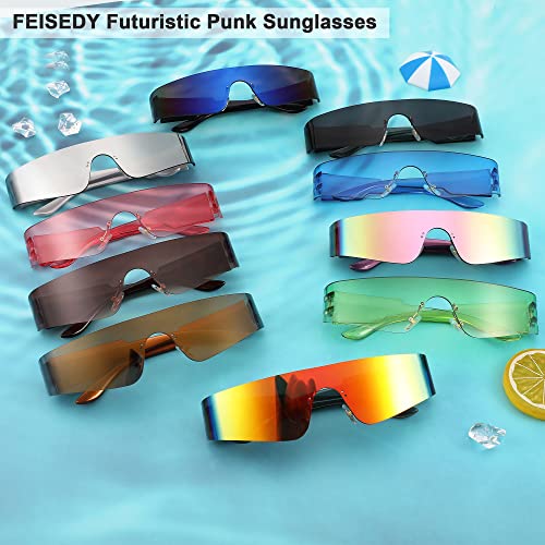 FEISEDY Futuristic Visor Punk Sunglasses - Miorred Shades
